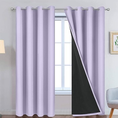 Yakamok Room Darkening Thermal Insulated Blackout Curtains for Bedroom (52Wx90L,Lilac 2 Panels)