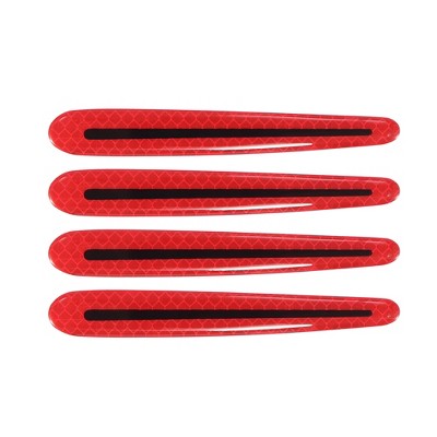 Unique Bargains Car Side Door Handle Bowl Edge Cover Reflective Strips Decals Red 4pcs