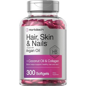 Horbaach Hair Skin and Nails Vitamins | 300 Softgels - 1 of 4