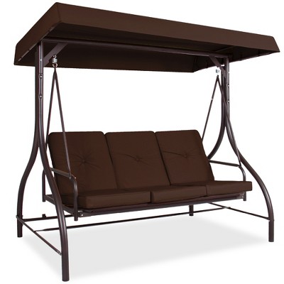 Best Choice Products 3-Seat Outdoor Converting Canopy Swing Glider Patio Hammock w/ Removable Cushions