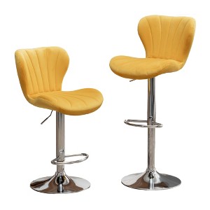 Swivel Barstool Set of 2, Counter Bar Stools with Metal Frame, Adjustable Height Stools for Pub, Kitchen Dining Room - 1 of 4