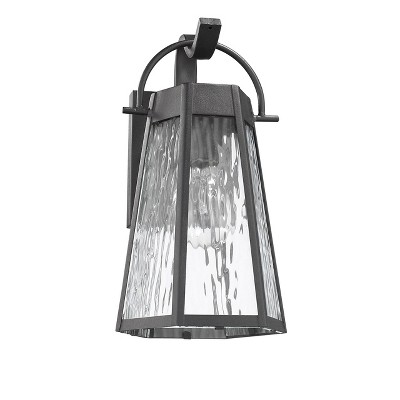 Alexa Black Steel Outdoor Wall Sconce with Water Glass