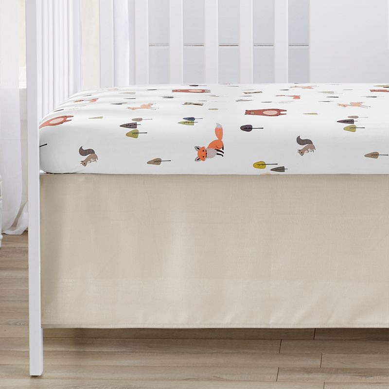 Sweet Jojo Designs Gender Neutral Unisex Baby Crib Bedding Set - Woodland Animal Pals Green Beige Brown Orange 3pc, 5 of 7