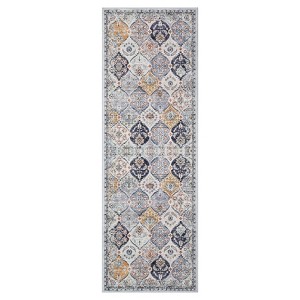 Washable Large Floral Print Living Room Bedroom Rugs, Vintage Non Slip Floor Carpet for Dining Room Office - 1 of 4