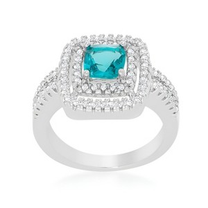 Slickblue Micro-Pave Aqua Vintage Ring for Women – Rhodium-Plated with Aqua and White Cubic Zirconia, Sizes 5-10 - 1 of 4