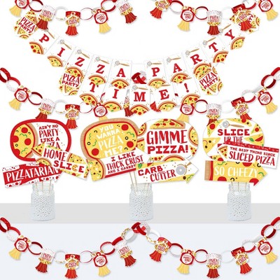 Big Dot of Happiness Pizza Party Time - Banner and Photo Booth Decorations - Baby Shower or Birthday Party Supplies Kit - Doterrific Bundle