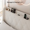 Full Bed Frame, Linen Upholstered Bed Frame with 4 Storage Drawers, Charging Station, Metal Platform Bed Frame - 3 of 4