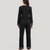 Anna-Kaci Lounge Women's Contrast Trim Long Sleeve V-Neck Pajama Top and Lounge Pants Two Piece Sleepwear Set - 4 of 4