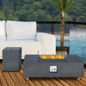 Acekool Square Propane Gas Fire Pit Table Set, Outdoor Patio Table, Wind Guard, Fire Glass Beads, Rain Cover, 50,000 BTU, for 8-12 Person Gathering - 1 of 4