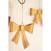 Antique Gold Metal Bow Ornament – 6" H Distressed Metal and Jute Christmas Hanging Decoration, Set of 6 by Kalalou - 2 of 3