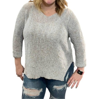 Women's 3/4 Sleeve Yarn Pullover Sweater - SHE + SKY