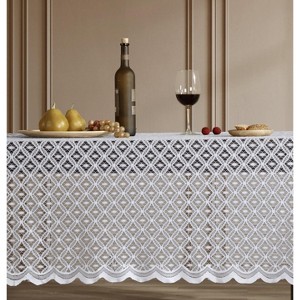 HLC.ME Alona Lace Fabric Table Cloth for Rectangle Tables, Wrinkle Resistant, Patterned Scalloped Tablecloth - 1 of 4