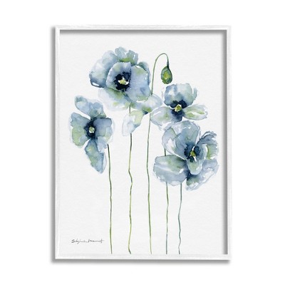 Stupell Industries Modern Poppy Blooms Blue Abstract Framed Giclee Art