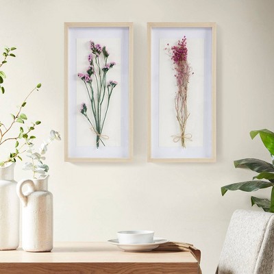 Avant Garden Real Dried Floral Shadowbox Duo in Natural Wood
