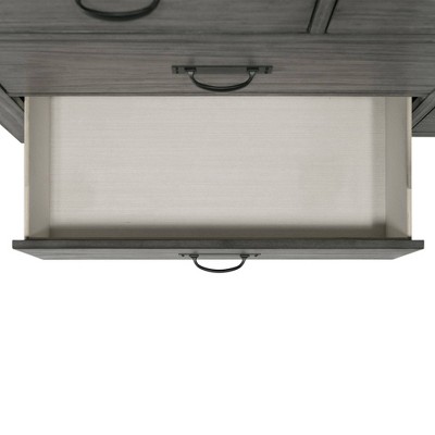 Gray Wood 7-Drawer Dresser with Black Metal Trim