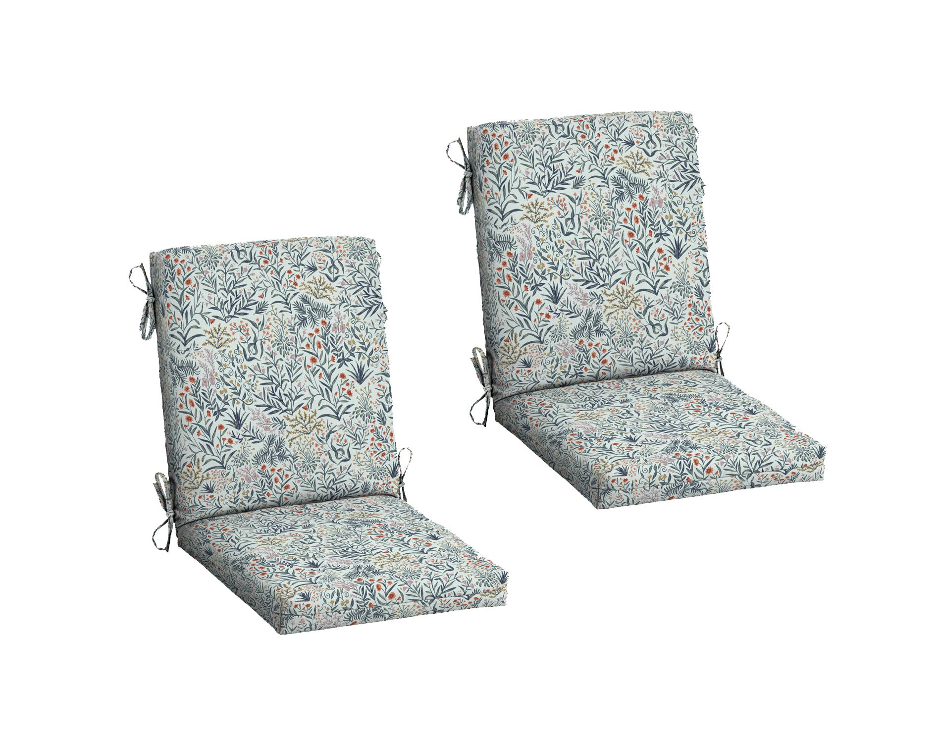 ARDEN 2-Pack Outdoor Patio Dining Chair Cushion, 20x44, Rain-Proof Seat Pad, Fade-Resistant Outdoor Cushion Pistachio Botanical
