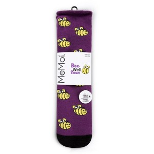 Memoi Bee Well Soon Greeting Card Crew Socks Imperial Purple One Size - 1 of 4