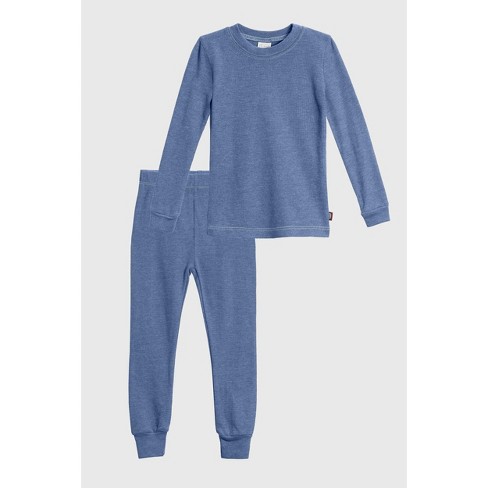 City Threads Boys Usa made Soft Cozy Thermal Long Johns 2 piece Set Warm Base Layer Loungewear Denim Blue W Baby Blue Stitch 8 Yrs Target