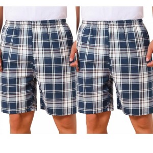 INSPIRE CHIC Men's Summer Lounge Elastic Waistband Casual Plaid Sleep Shorts 2 Packs - 1 of 4