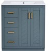 NicBex 30" Bathroom Vanities with Ceramic Sink Combo,Solid Wood&MDF Storage Cabinet for Bathroom,Chic Vanity Set,4"Faucet Hole(No Faucet) - 4 of 4