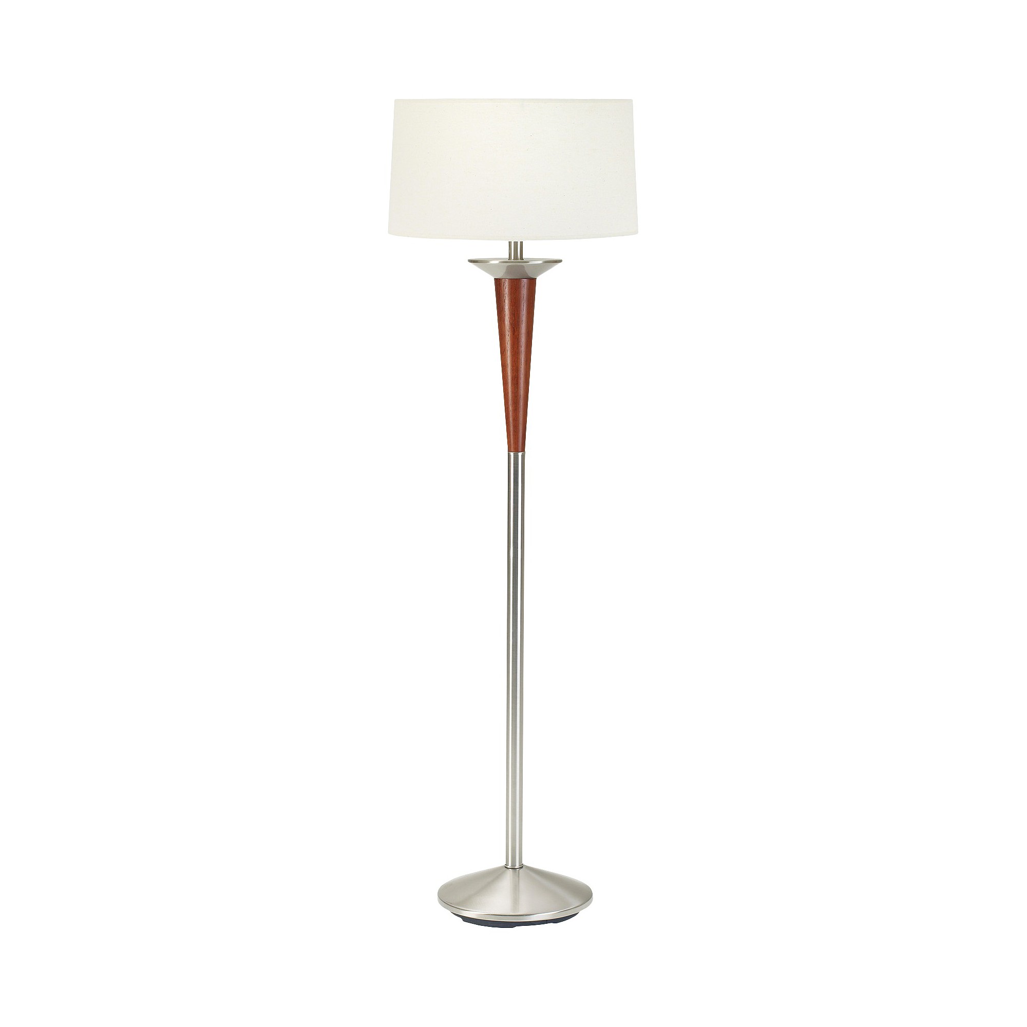 Cherry Wood & Brushed Steel Metal Floor Lamp (Lamp Only)