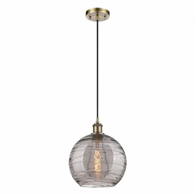 Athens Deco Swirl - 1 Light Cord Hung Mini Pendant In Industrial Style-13 Inches Tall and 10 Inches Wide