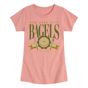 Girls' - Instant Message - Nyc Bagels Fitted Short Sleeve Graphic T-Shirt - 1 of 4