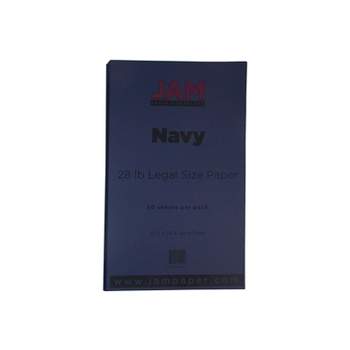 JAM Paper Legal Matte 28lb Paper 8.5 x 14 Navy Blue 50 Sheets/Pack (64429510) 