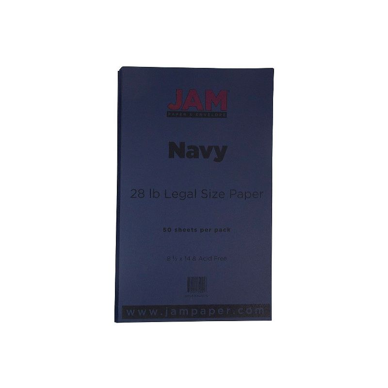 JAM Paper Legal Matte 28lb Paper 8.5 x 14 Navy Blue 50 Sheets/Pack (64429510) , 1 of 3