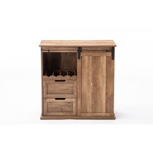 Weston Sliding Barn Door Wine Cabinet Natural - Boraam: Storage for Dining, Holds 4 Bottles & Accessories - 1 of 4