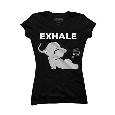 Junior's Design By Humans Exhale Elephant Beyond Yoga Meditation By JplusFunny T-Shirt