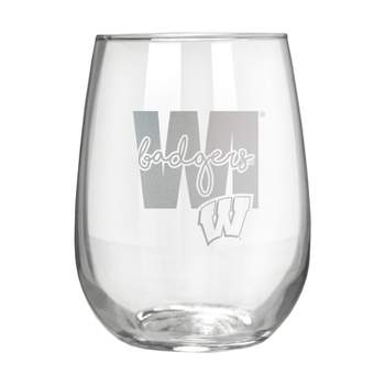 NCAA Wisconsin Badgers The Vino Stemless 17oz Wine Glass - Clear