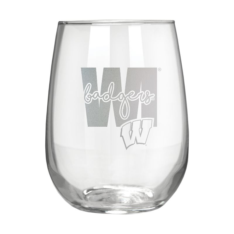 NCAA Wisconsin Badgers The Vino Stemless 17oz Wine Glass - Clear, 1 of 2