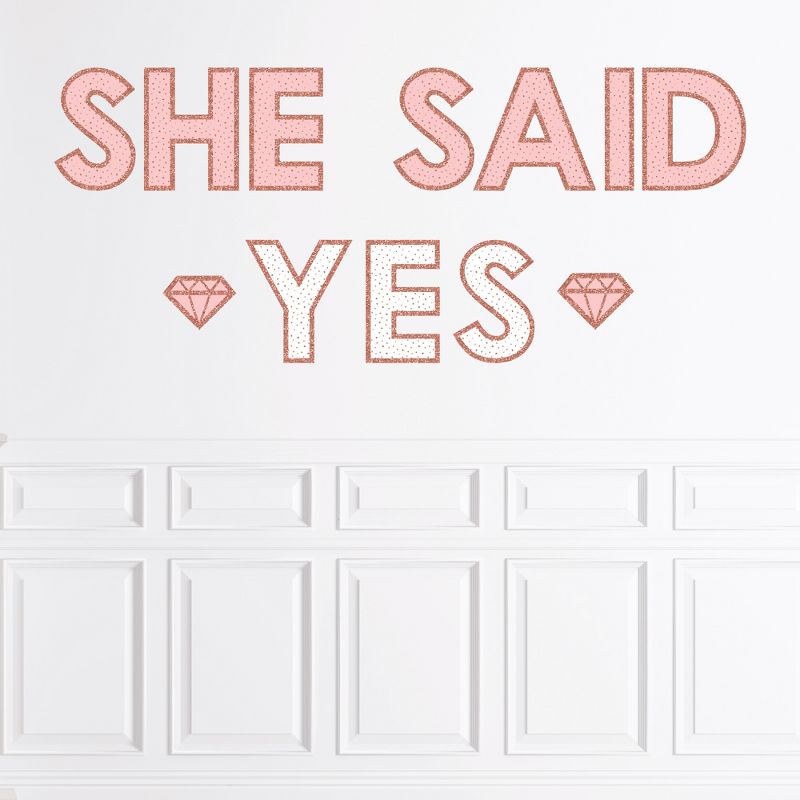 Big Dot of Happiness Bride Squad - Peel and Stick Rose Gold Bridal Shower or Bachelorette Party Large Banner Wall Decals - She Said Yes, 1 of 9