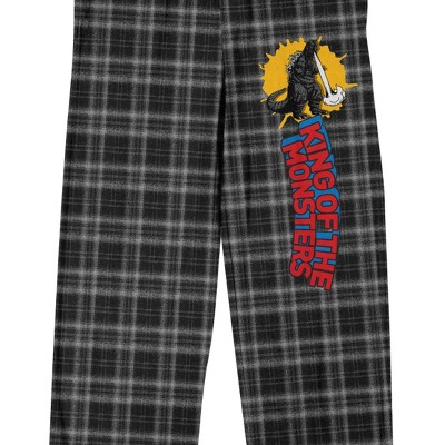 Godzilla Classic Plaid Pajama Pants for Men Sleepwear-Large