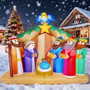 Joyfy 6.5/8 FT Long Christmas Inflatables Outdoor Decoration, Christmas Nativity Scene Set with LEDs for Xmas Party Indoor Outdoor Yard Garden Decor - 1 of 4