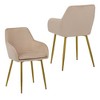 Velvet dining chair set, 2 pieces, dining chairs with gold metal legs, modern padded dining chairs suitable for dining rooms, kitchens, (Beige) - 3 of 4