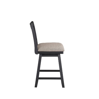 24" Beige and Black Wood Swivel Counter Stool