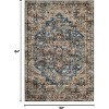 Acekool 8x10 Vintage Medallion Area Rug, Machine Washable Distressed Blue/Brown Non-Slip Stain Resistant Carpet for Living Room, Bedroom - 2 of 4