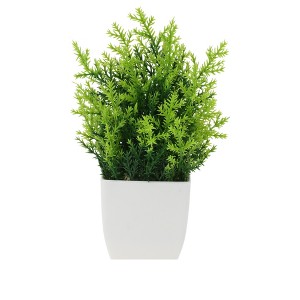 Unique Bargains Artificial Plants Pine Needles in Square Pot Plastic Green 2.76"x2.76"x7.87" 1 Pc - 1 of 4
