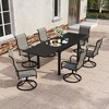CLIHOME 7-Piece Patio Dining Set,1 Extendable Table & 6 360° Swivel Textilene Chairs Outdoor Set - 2 of 4