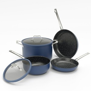 Captiva Designs Plasma Titanium Coating Nonstick Pots and Pans Cookware Set, Blue - 1 of 4