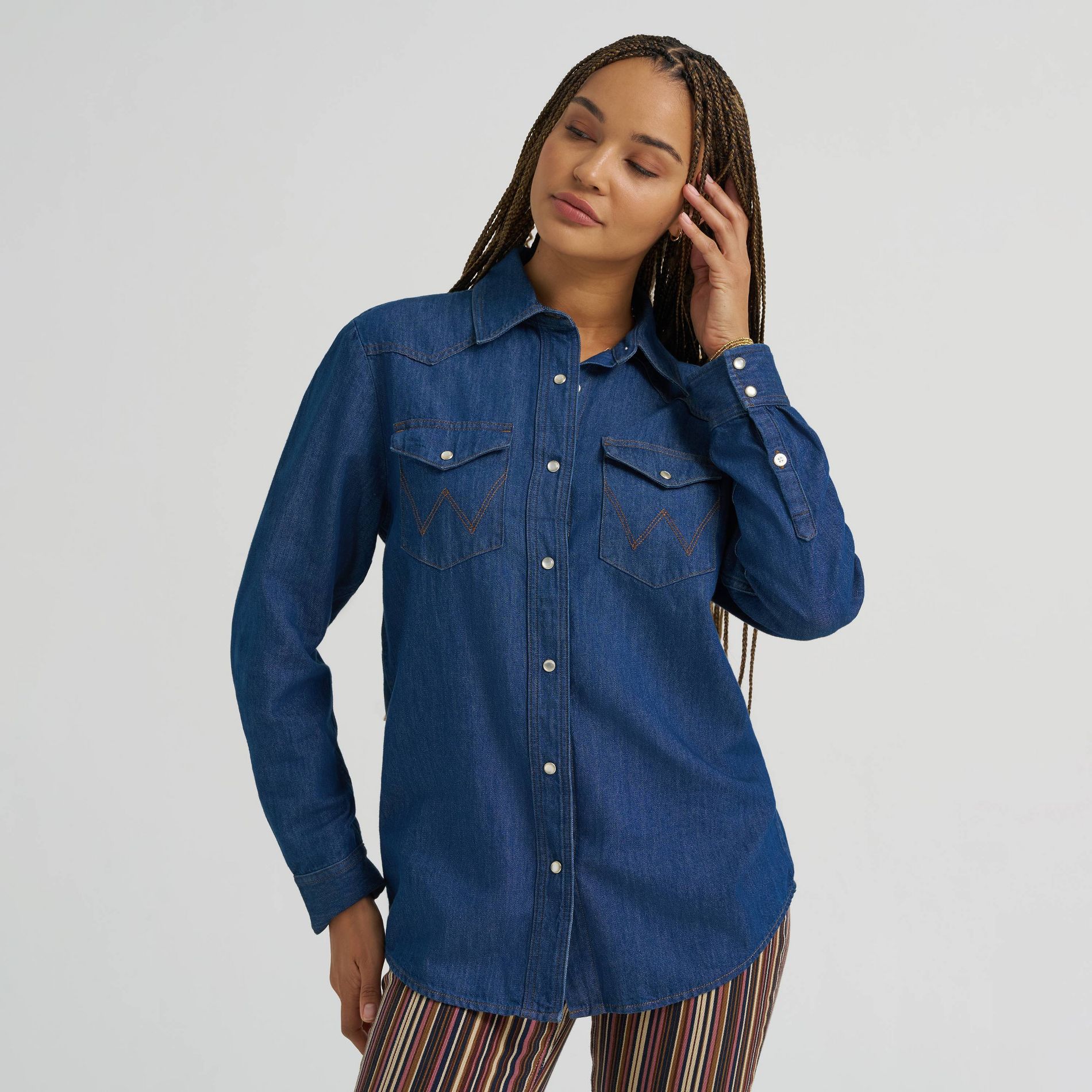 Wrangler Women's Long Sleeve Denim Shirt - Echo Wash