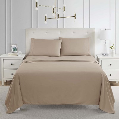 Taupe Queen Deep Pocket Microfiber 4-Piece Sheet Set
