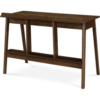 Mid-Century Modern Brown Wood Writing Desk with Drawer