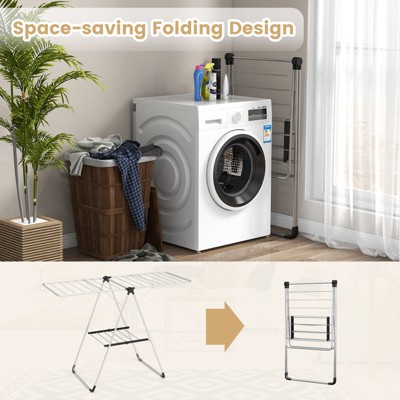 Collapsible 2-Level Aluminum Clothes Drying Rack with Adjustable Wings