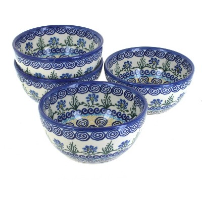 Blue Rose Polish Pottery Charleston 4 PC Dessert Bowl Set