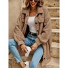 Womens Cozy Fleece Long Coats Button Down Faux Fur Jackets with Flat Pockets Fuzzy Jackets Thick Fleeced Winter Warm Coats Long Outwear - 3 of 4