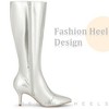 Perphy Women's Pointy Toe Stiletto Heels Knee High Boots - 4 of 4