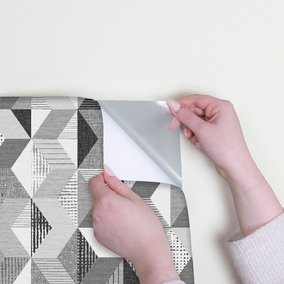 Grey Geometric Self-Adhesive Peel and Stick Wallpaper